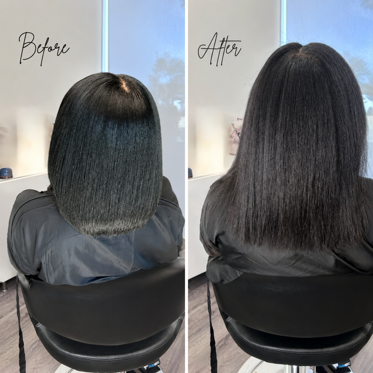 Hair growth before and after transformation